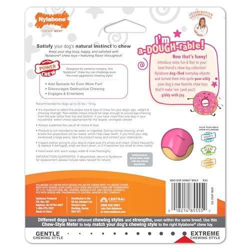Nylabone Power Chew Donut Dog Chew Toy, Bacon Glazed Flavor, Medium - color: Donut, size: Medium