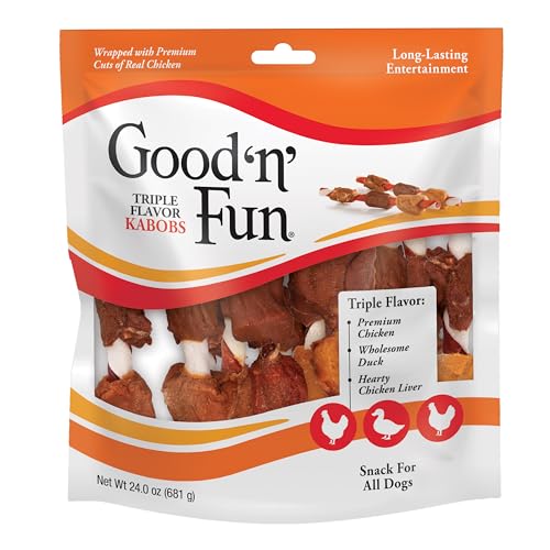 Good'n'Fun Triple Flavored Rawhide Kabobs for Dogs 36 Count (Pack of 12) - size: 1.5 Pound (Pack of 12)