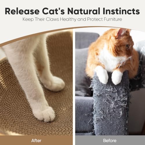 FUKUMARU Cardboard Cat Scratcher Bed, 2-in-1 Oval Cat Scratch Pad - color: Polka Dot