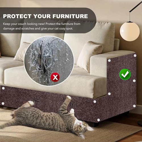 Self-Adhesive Cat Scratching Mat, Couch Protector from Cat Claws, Brown - color: Brown, size: 78.7"X15.8"