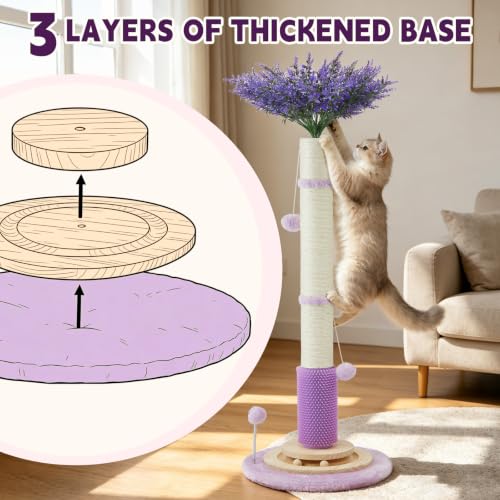 45" Tall Cat Scratching Post for Large,Heavy Duty Scratcher Tree - color: pruple-45inch