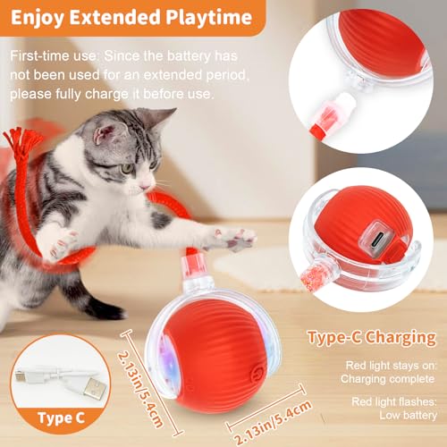 Cat Toys for Indoor Cats Smart Automatic Ball Moving Chase Dogs Toy, Red - color: A1-Red