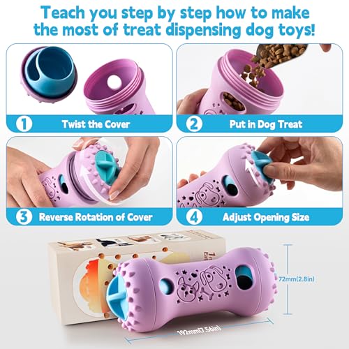 PETSTA 2 Pack Dog Puzzle Toys, Adjustable Treat Dispensing Slow Feeder Toy, Interactive Dog Enrichment Toy for Brain Stimulation and Boredom Relief - color: 2 Pack(Blue & Purple)