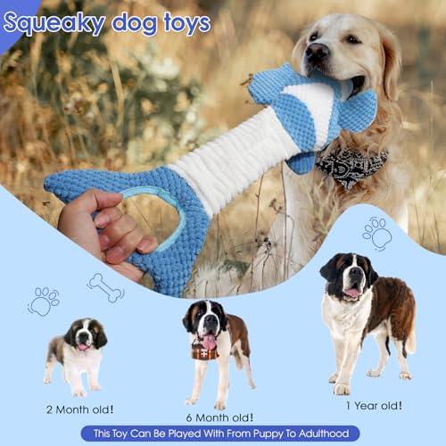 Squeaky Clownfish Dog Toy, Stretchable Plush Tug Toy, Blue - color: Blue