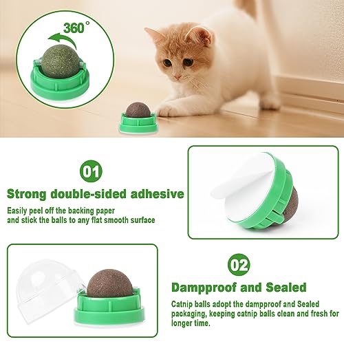 CCINEE 3PCS Catnip Balls for Cats Wall Catnip Toys Edible Cat Toys for Cat Lick Safe Healthy Kitten Chew Toys Teeth Cleaning Dental Cat Toys