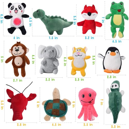 Squeaky Dog Toy for Puppy Small Medium Dogs, Stuffed Samll Dog Toys 12 Pack - color: 12 Pack Mixed Animals