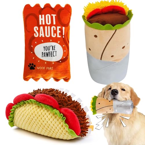 PrimePets 3PCS Plush Squeaky Dog Toys, Pet Toy for Small Medium Large Dogs