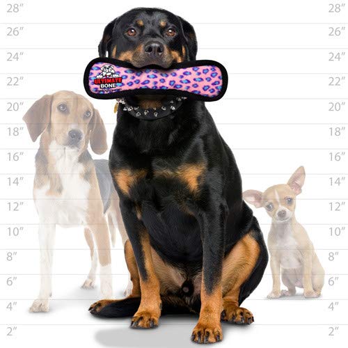 TUFFY® 2 Pack Ultimate Bone Ultra Durable Plush Dog Toy - color: 2PK Pink Leopard Bone