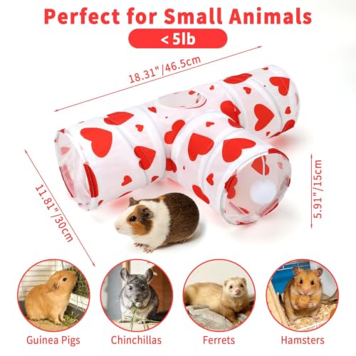 Rypet Guinea Pig Tunnel Hideout 3-Way Collapsible Small Pet Tubes, Heart - color: Flower