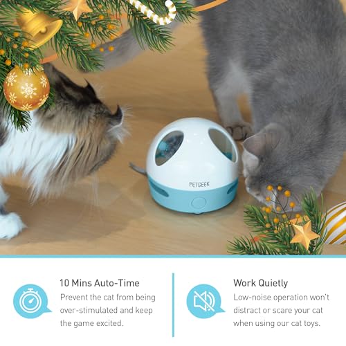 PETGEEK Hidey Mouse Electronic Interactive Cat Toy, Hide Mouse Cat Toy with Squeaky Mouse, Automatic Cat Toys with Catnip Filled Hidey Mouse, Cat Toys Interactive for Indoor Cats Play (Blue) - color: light blue
