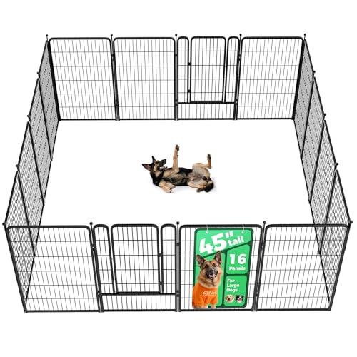 FXW Rollick Dog Playpen, Indoor, Yard & RV Camping, 45" H, 16 Panels - color: Black, size: 45"H