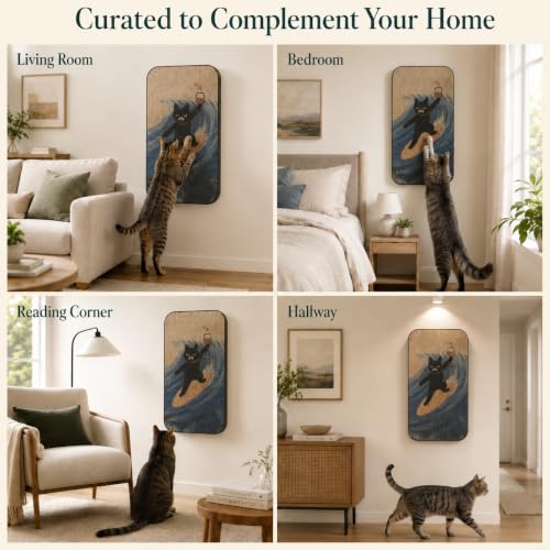 Cat Wall Scratcher, Art Cat Scratching Board for Indoor Cats - color: SurfingCat 1