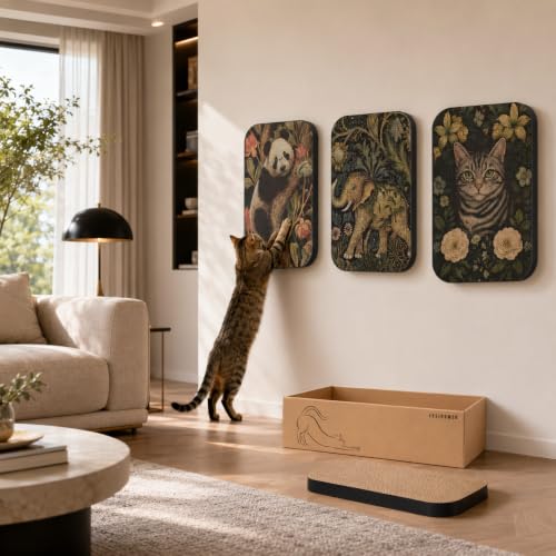 4 Pack Cat Wall Scratcher, Art Cat Scratching Board for Cats - color: Elephant & Cat & Panda
