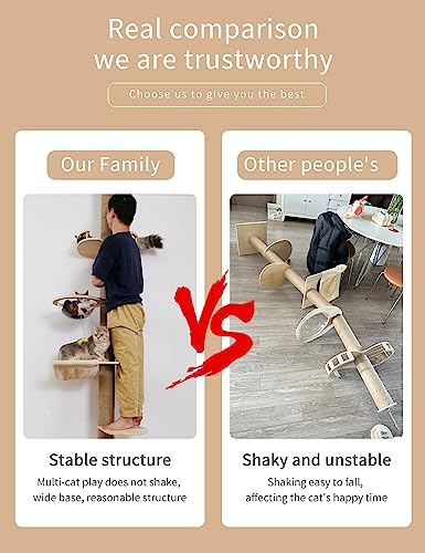 Floor-to-Ceiling Cat Tree with Natural Sisal Rope Scratching Post - Adjustable Height (55-119 Inches) - Modern Cat Activity Tree, Cat Scratcher Post - size: 4-Tier Cat Tree