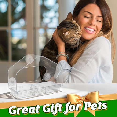 MEWTOGO Outdoor Window Bird Feeder for Cats Viewing, Large - size: Large