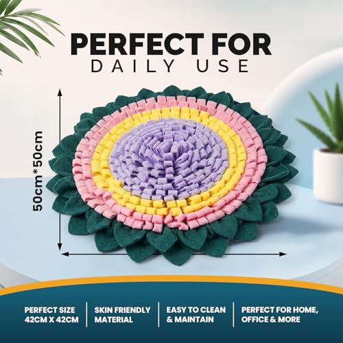 PET ARENA Interactive Dog Snuffle Feeding Mat Adjustable Nose Work Toy - color: Large Round Colorful Flower design
