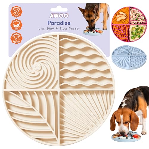 Paradise - Dog Lick Mat for Slow Feeding & Anxiety - Non Slip (Almond) - color: Almond