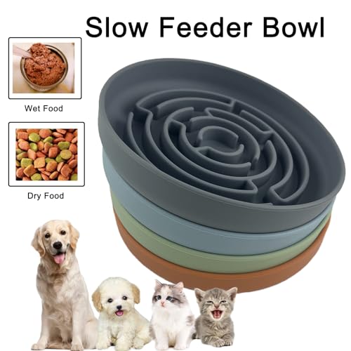 Pet Puzzle Bowl, 2 Cups Silicone Slow Feeder Dog Cat Bowl with Suction Cups, Non Slip Puzzle Bottle Lick Mat for Boredom and Anxiety Reduce,Preventing Choking, Dishwasher Safe (Green)