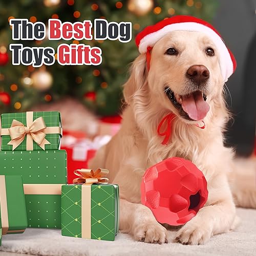 Rubber Treat Dispensing Dog Toys for Aggressive Chewers Large Breed - color: Red