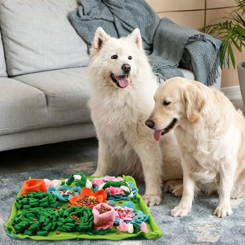 18.34x18.34 Inches Durable Snuffle Mat for Dogs,Slow Feeding Game Interactive Puzzle Dog Food Mat,Encourage Natural Foraging Skill Dog Snuffle Mats Easy to Clean for Small Medium Breed Dogs Cats