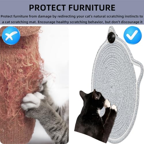Cat Scratcher Mat 16.9'' Round Natural Cotton Rope Double-Sided, Violet - color: Violet