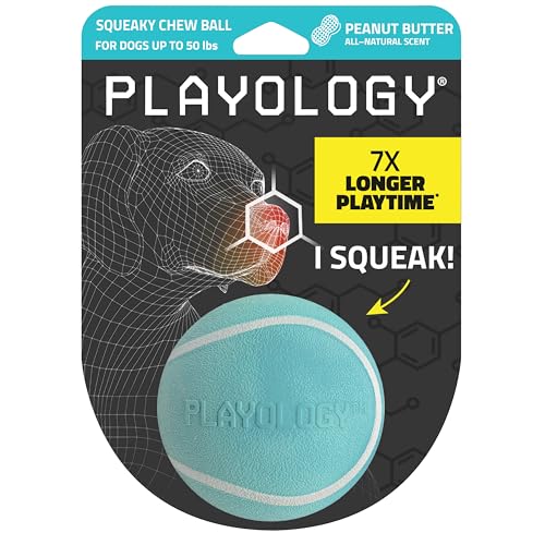 Playology Squeaky Chew Ball Dog Toy - Medium, Peanut Butter Scent - size: Medium, style: Peanut Butter