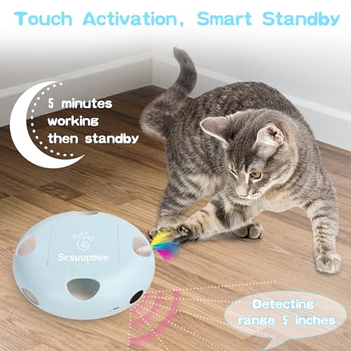 Rechargeable Interactive Cat Toy, Blue - color: Blue