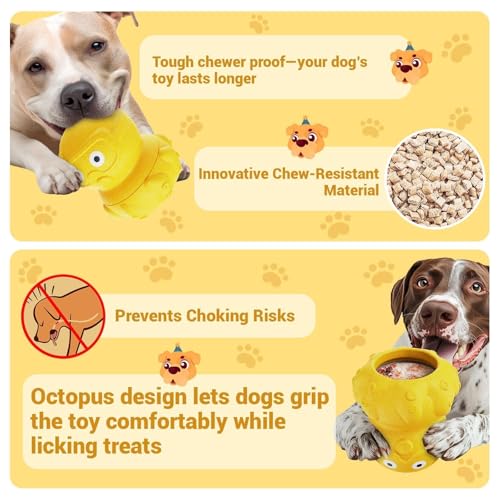 3-in-1 Dog Frozen Treat Toy, Interactive Dog Toys for Aggressive Chewers, Dogs Treat Dispenser Toy, Keep Your Pup Busy, Anxiety Relief for Dogs Toys, Octopus - color: Octopus
