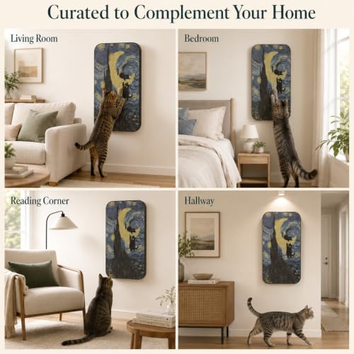 Cat Wall Scratcher, Art Cat Scratching Board for Indoor Cats - color: Starry Night