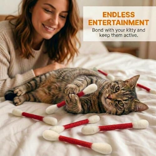Glaciart One Swabs Cat Toys with Catnip - 6 Pk | Durable for Chew, Cute Cat Toys Interactive Kitty for Boredom, Exercise, & Play | Filled w/Organic Catnip for Anxiety & as Digestive Aid | Gift Idea - color: Red Swabs, size: Regular
