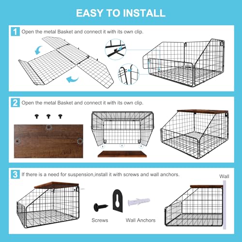 MSJGA Laundry Room Shelves, Wall Mounted Storage Basket, 11.8" Wx12 Dx8.5 H - size: 12"D