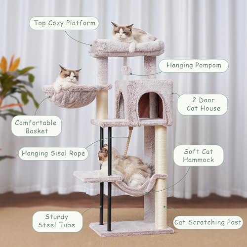 Gitelsnour Cat Tree, 43.3'' Cat Tower with Hammock for Kittens GCT004SMU - color: Muchroom, size: 43.3 inches