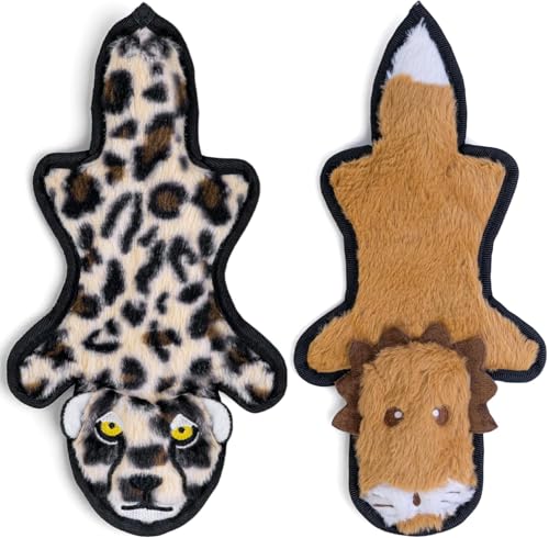 SHARLOVY No Stuffing Dog Toys Crinkle Squeaky, Long Lasting Chews for Aggressive, Durable Plush Dog Puppy Chew Toys for Teething, with 6 Tough Layers for Small Medium Large Breed-2 Pack,Large - color: Assorted 2 Pack, size: Large