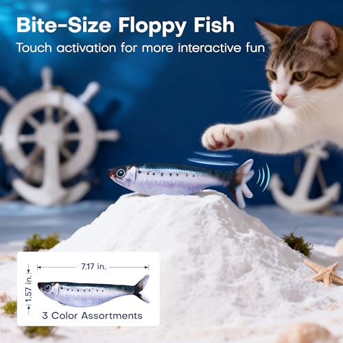 Potaroma Cat Toys Bite-Sized Flopping Fish with Catnip