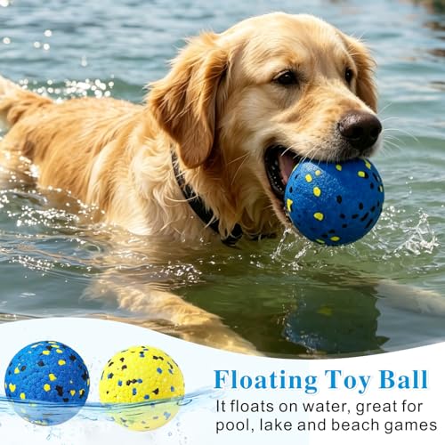 Idepet Dog Toy Ball Tennis Balls for Aggressive Chewers,Nontoxic Bite Resistant Toys ETPU High-Bounce Floating Fetch Toys for Teething for Small Medium Dogs (Bluegreen&BlueYellow, 4 Balls-2.75in) - color: BlueGreen&BlueYellow, size: 4 Balls-2.75in