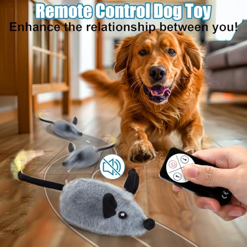 Interactive Dog Toys, Fake Mouse Moving Dog Toy with Automatic Sensor - color: Gray Remote Version