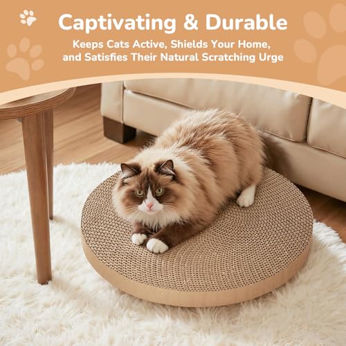 6pcs Cat Scratch Pad, Cat Scratcher Cardboard & Cat Scratching Pads - Round Cat Scratcher Refill, 10 Inch Diameter 7/8 Inch Thick cat scratchers for Indoor Cats - size: 6 Pack Round