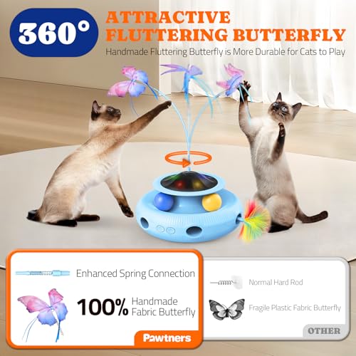Pawtners Cat Toys, Automatic Interactive Kitten Toys for Indoor Cats, Blue - color: Blue