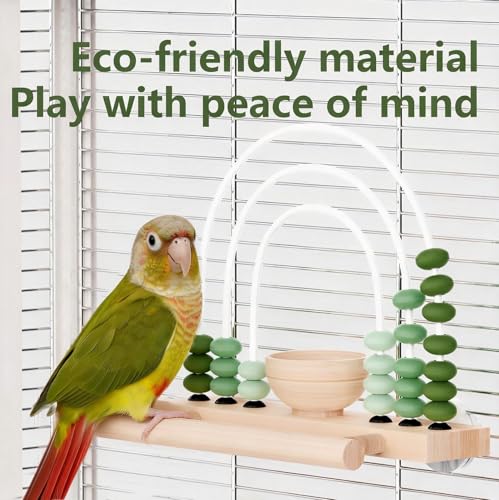 Wooden Foraging Bird Toy with Treat Box & Abacus Beads