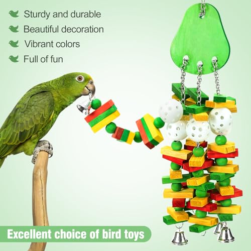 Large Bird Parrot Toys for Cockatoos African Grey Macaws Amazon Parrots - color: Green