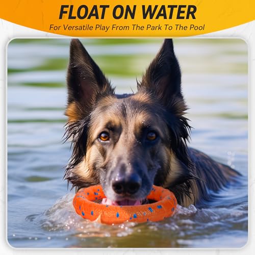 FUSOTO Dog Ring Toy, Indestructible Flying Discs for Throwing Catching - color: Orange - φ9 inches