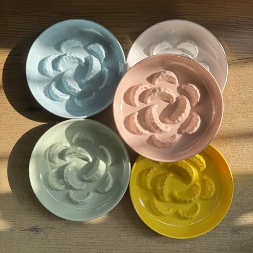 2 Pcs Cat Slow Feeder Bowl for Dry & Wet Food - Unbreakable Melamine Cat Food Plates for Slow Eating - Cute Kitten Bowl - Whisker Friendly & Dishwasher Safe & Non Slip Design (Blue + Pink) - color: Blue + Pink