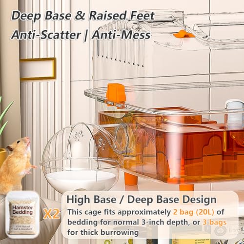 8-in-1 Dwarf Hamster Cage, No Assembly Full Transparent, Temporary Transitional/Breeding/Nursery Cage, 19.69×14.17×12.6 in,Fits Small Space/Kid’s Room, for Dwarf & Baby Hamsters - color: Orange
