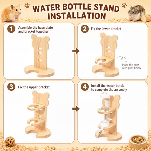 Novabright 5 Pcs Hamster Wooden Cage Accessories Hideout Wheels Platform - style: Basic Play Set