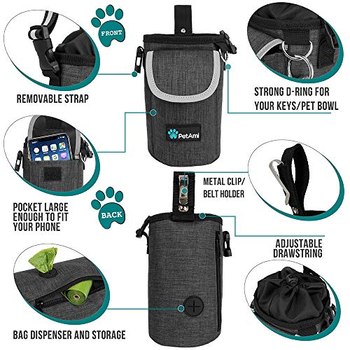 PetAmi Dog Treat Pouch, Large Hands-Free Training Bag, Charcoal - color: Charcoal