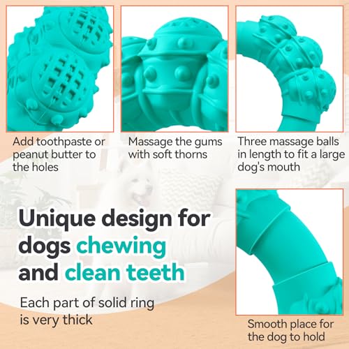Indestructible Dog Chews - Super Duty Chew Toys for Aggressive Dogs, Puppy Teething Relief & Interactive Play - color: Green