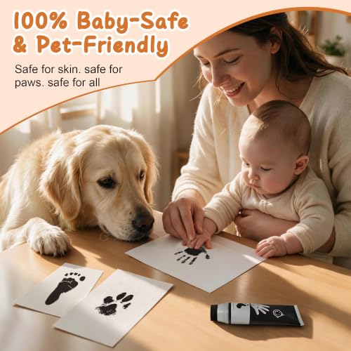 Baby Hand and Footprint Paint with Sponge Head, Washable Paint, Black - color: Black