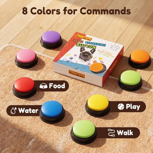 8 Color Voice Recording Button, Dog Buttons for Communication Pet Training Buzzer, 30 Second Record & Playback, Funny Gift for Study Office Home - 8 Color Packs