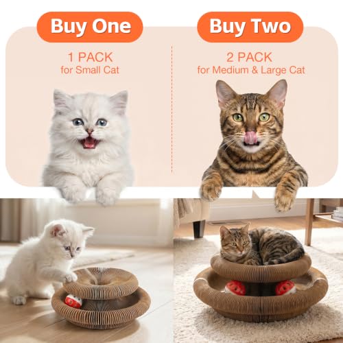 1 Pack Interactive Cat Scratch Toys with Bell Ball, Magic Organ Kitty Scratching Board for Indoor Cats Toys & Grinding Claw - color: Brown-1Pack
