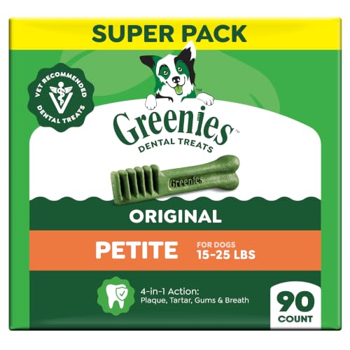 Greenies Petite Natural Dental Dog Treats, Original Flavor, 90 Count - size: 90 Count (Pack of 1)